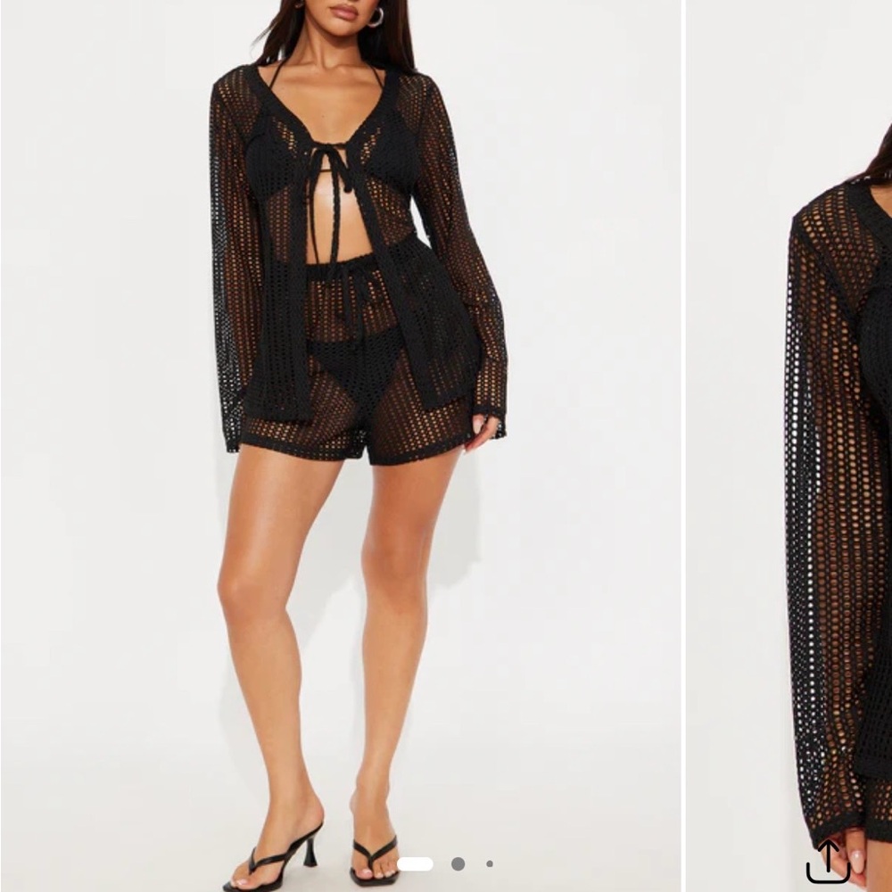 Fashion Nova Black Mesh Swim Cover-Up